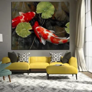 Koi Fish Lotus Canvas Prints Feng Shui Animal Landscape Painting Wall Art Picture For Living Room Moder Home decoration