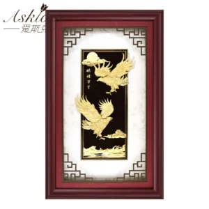 Chinese Painting Gold Leaf Eagle 24k Gold Foil Painting Modern P
