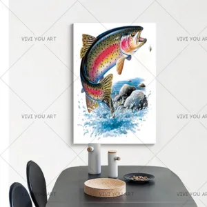 Chinese Style Abstract Fishes Wall Posters 100% Handmade Oil Painted Black And White Line Art Animals Wall Pictures kitchen Dec