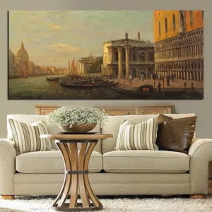 Classic City Venice Seascape Oil Landscape Painting Print on Canvas Retro Wall Art Picture for Living Room Sofa Cuadros Decor