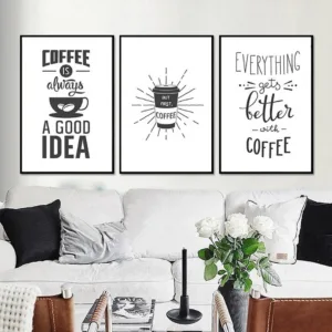 Coffee Canvas Paintings Black and White Nordic Posters and Prints Wall Art Pictures kitchen For Living Room Home Decoration