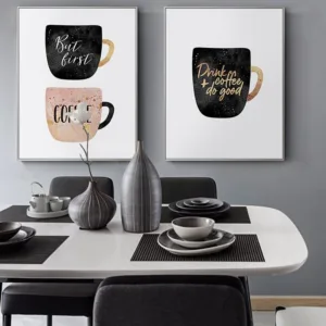 Coffee Cup Minimalist Canvas Poster Simple Wall Art Print Canvas Painting Nordic Decorative Picture Modern Dining Kitchen Room