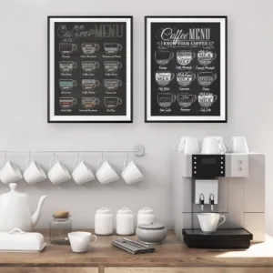 Coffee Menu Prints Vintage Style Chalkboard Poster Cafe Wall Art Decor Canvas Painting Retro Wall Picture Coffee Shop Decoration