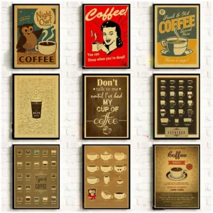 Coffee collection cafe kitchen decorative posters vintage poster retro wall sticker 42*30/31*20cm