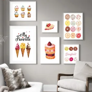 Colorful Delicious Ice Cream Cakes Canvas Painting Posters And Prints Wall Pictures For Living Room Kitchen Wall Art Home Decor