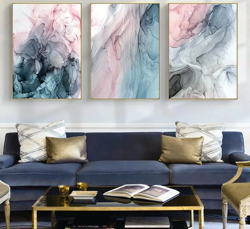Colorful Ink Abstract Wall Art Canvas Poster and Print Modern Artwork Picture Painting Contemporary Nordic Home Room Decoration