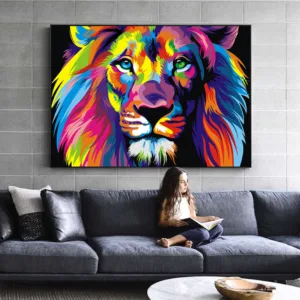 Colorful Lion Wall Art Posters And Prints Abstract Animals Canvas Art Wall Paintings Cuadros Pictures For Living Room Decor