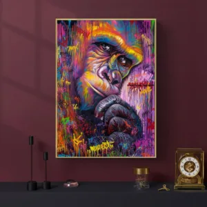 Colorful Monkey Gorilla Animal Graffit Abstract Artwork Canvas Painting Wall Art For Living Room