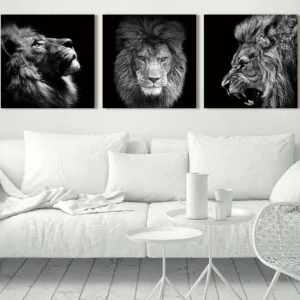 3 Panels Animal Lion Picture Abstract Wall Art Paintings Poster