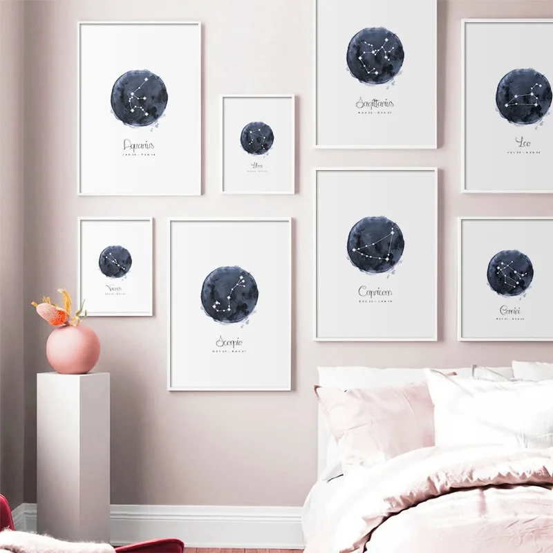 Constellation Nursery Wall Art Canvas Poster Prints Astrology Sign Minimalist Watercolor Painting Nordic Kids Decoration Picture - Image 2