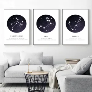 Constellations Nursery Wall Art Canvas Painting Black White Poster Prints Astrology Sign Minimalist Nordic Kids Pictures Decor