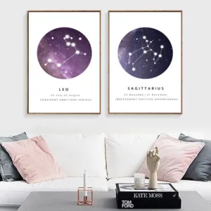 Constellations Nursery Wall Art Canvas Painting Black White Poster Prints Astrology Sign Minimalist Nordic Kids Pictures Decor