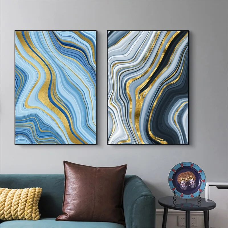Contemporary Art Golden Color Lines Abstract Painting Canvas Poster and Print Nordic Decoration Wall Art Picutre Home Decor - Image 2