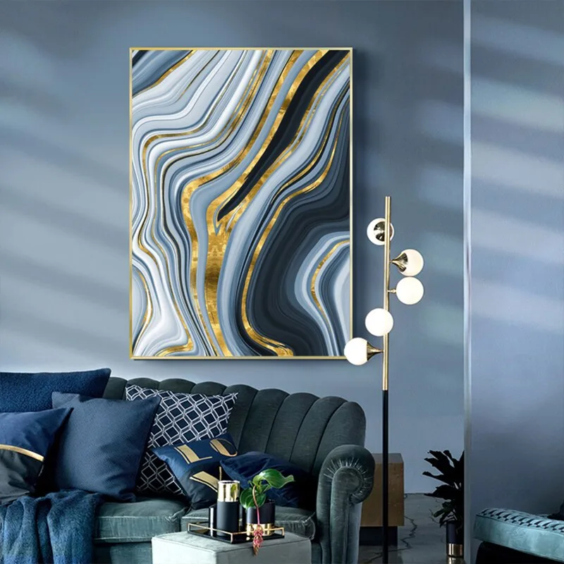 Contemporary Art Golden Color Lines Abstract Painting Canvas Poster and Print Nordic Decoration Wall Art Picutre Home Decor - Image 3