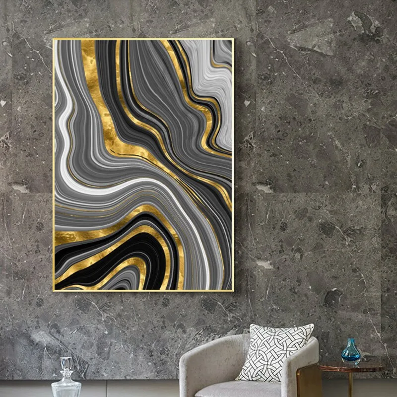 Contemporary Art Golden Color Lines Abstract Painting Canvas Poster and Print Nordic Decoration Wall Art Picutre Home Decor - Image 4