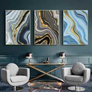 Contemporary Art Golden Color Lines Abstract Painting Canvas Poster and Print Nordic Decoration Wall Art Picutre Home Decor