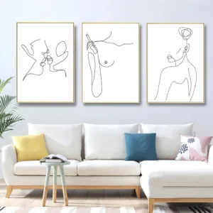 Couple Kiss Art Poster Sexy Woman Body Canvas Painting Abstract Line Drawing Prints Nude Poster Minimalist Picture Bedroom Decor