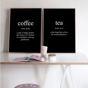 Cuadros Decoracion Salon Tea Coffee Poster Canvas Painting Nordic Wall Art Canvas Painting Black and White Quotes Decor kitchen