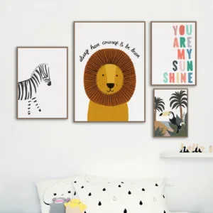 Cute Lion Toucan Zebra Quotes Nordic Posters And Prints Wall Art Canvas Painting Cartoon Wall Pictures For Baby Kids Room Decor