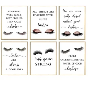 DHROOM Modern Lashes Fashion Canvas Poster Painting Eyelashes Print Makeup Wall Decorative for Girl Room Salon Decor