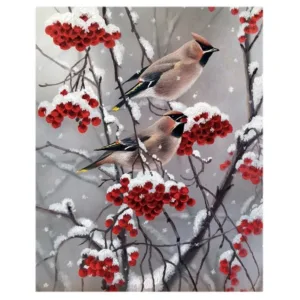DIY 5D Diamond Painting,By Number Kits Crafts & Sewing Cross Stitch,Wall Stickers for Living Room Decoration Winter Bird