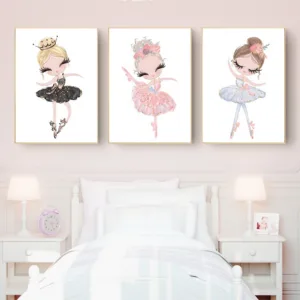 Dancing Girl Canvas Paintings For Children Nursery Posters And Prints Baby Room Decor Living Room Decoration Wall Pictures