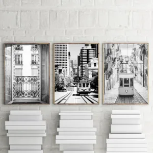 Decoration View of Paris Poster Black and White Canvas Print On Wall Art Posters and Prints Wall Pictures for Living Room Decor