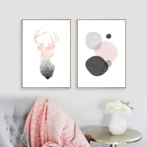 Deer Canvas Art Posters Nordic Abstract Painting Geometry Posters And Prints Wall Pictures For Living Room Home Decoration
