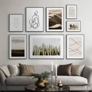 Desert Cactus Camel Traveler Black Lines Wall Art Canvas Painting Nordic Posters And Prints Wall Pictures For Living Room Decor