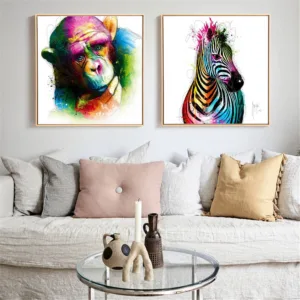 Dog Poster Nordic colorful Animals Print Zerba Tiger Gorilla Canvas Paintings For Living Room Abstract Wall Art Print