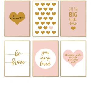 Dream Big Nursery Quote Wall Art Canvas Posters Prints Nordic Style Motivational Painting Pictures Girls Baby Bedroom Decoration