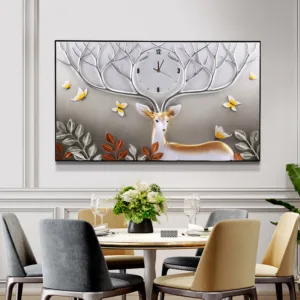 Electric Meter Box Decorative Painting Modern Minimalist 3D Murals Closed Restaurant Creative Clock Embossed Painting