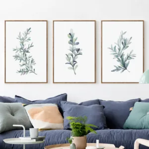 Elegant Poetry Watercolor Plant Leaves Canvas Painting Art Print Poster Picture Wall Painting Home Bedroom Wall Decoration