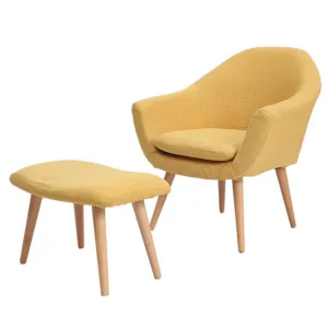 Elegant Upholstered Fabric Club Chair W/Solid Wood Legs Accent Chair For Home Hotel iving Room Furniture Armchair Contemporary