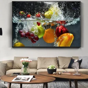 Fresh Fruit and Vegetables In Water Large Wall Posters For Home Kitchen Decor Living Room HD Canvas Paintings