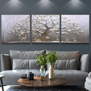 Embossed living room decoration painting modern minimalist murals 3D European atmosphere background wall paintings lucky