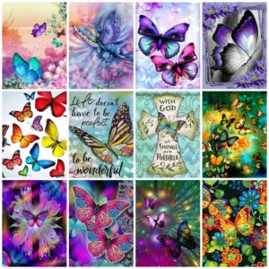 EverShine Painting By Numbers Butterfly Oil Paint By Numbers For Adults Animals Wall Art On Canvas HandPainted Home Decor