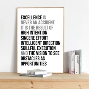 Excellence Is Never An Accident Quote Wall Art Canvas Painting Work Motivation Quotes Poster And Print Wall Picture Office Decor