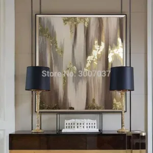 Excellent Artist 100% Hand-painted Abstract modern Golden Oil Pa