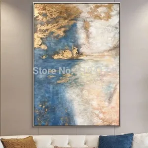 Excellent Artist Pure Hand-painted High Quality Abstract Golden Oil Painting on Canvas Luxury Gold Foil Abstract Oil Paint