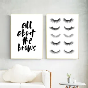 Eyelash Print Painting  Quotes Canvas Posters And Prints Black And White Canvas Posters Vogue Wall Pictures For Girl Room Decor