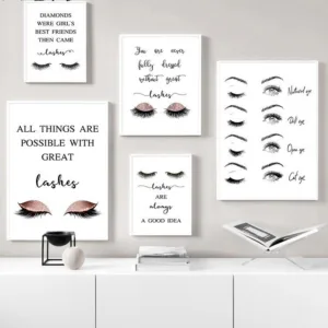 Fashion Beauty Artwork Wall Picture Eyelashes Makeup Salon Canvas Art Poster and Print Nordic Painting Girls Room Decoration