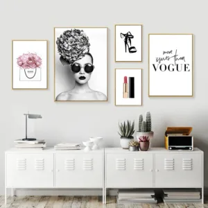 Fashion Girl Canvas Painting Poster Pop Art Posters And Prtins Flower Minimalist Wall Pictures for Living Room Vogue Shop Decor