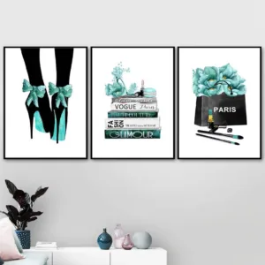 Fashion High Heels Book Flower Salon Wall Art Canvas Painting Nordic Posters And Prints Wall Pictures For Living Room Home Decor