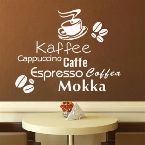 Fashion Kaffee Cappuccino Caffe Letters Wall Stickers Home Coffee Shop Kitchen Decor Diy Decals Vinyl Decorative Print Poster