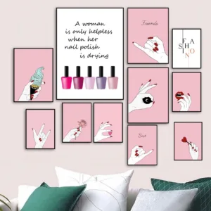 Fashion Makeup Nail Polish Vogue Girl Wall Art Canvas Painting Nordic Poster And Prints Wall Pictures For Living Room Decor