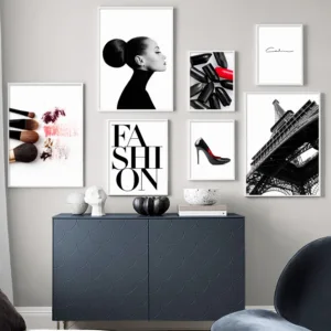 Fashion Woman Lipstick Paris Tower High heels Nordic Posters And Prints Wall Art Canvas Painting Wall Pictures For Living Room