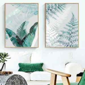 Fern Leaf Wall Art Banana Leaves Canvas Painting Palm Watercolor Posters and Prints Nordic Pictures for Living Room Decor Framed