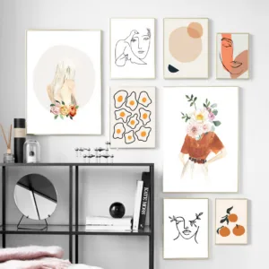 Flower Girl Face Line Abstract illustration Wall Art Canvas Painting Nordic Posters AndPrints Wall Picture For Living Room Decor