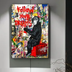Follow Your Dreams Street Wall graffiti Art Canvas Paintings Abstract Einstein Pop Art Canvas Prints For Kids Room Cuadros Decor